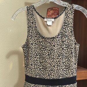 Brat Star Leopard Print Tank Dress in Beige and Black